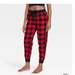 New with tags. Flannel, joggers, red and black. Large.